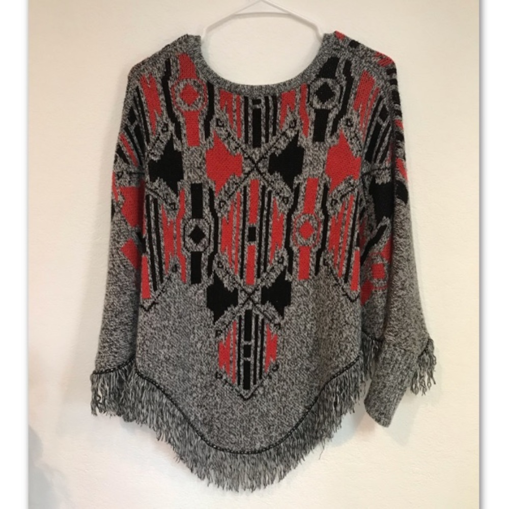 Aztec Sweater Poncho - Picture 4 of 4